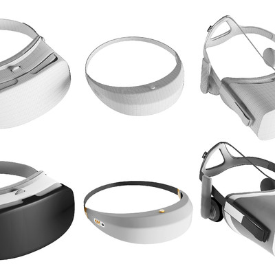 现代VR眼镜外接式头戴移动端头设备3d模型