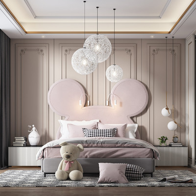 现代女儿房卧室3d模型
