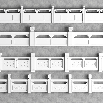 新中式大理石材栏杆扶手3d模型