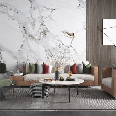 现代布艺多人沙发组合3d模型
