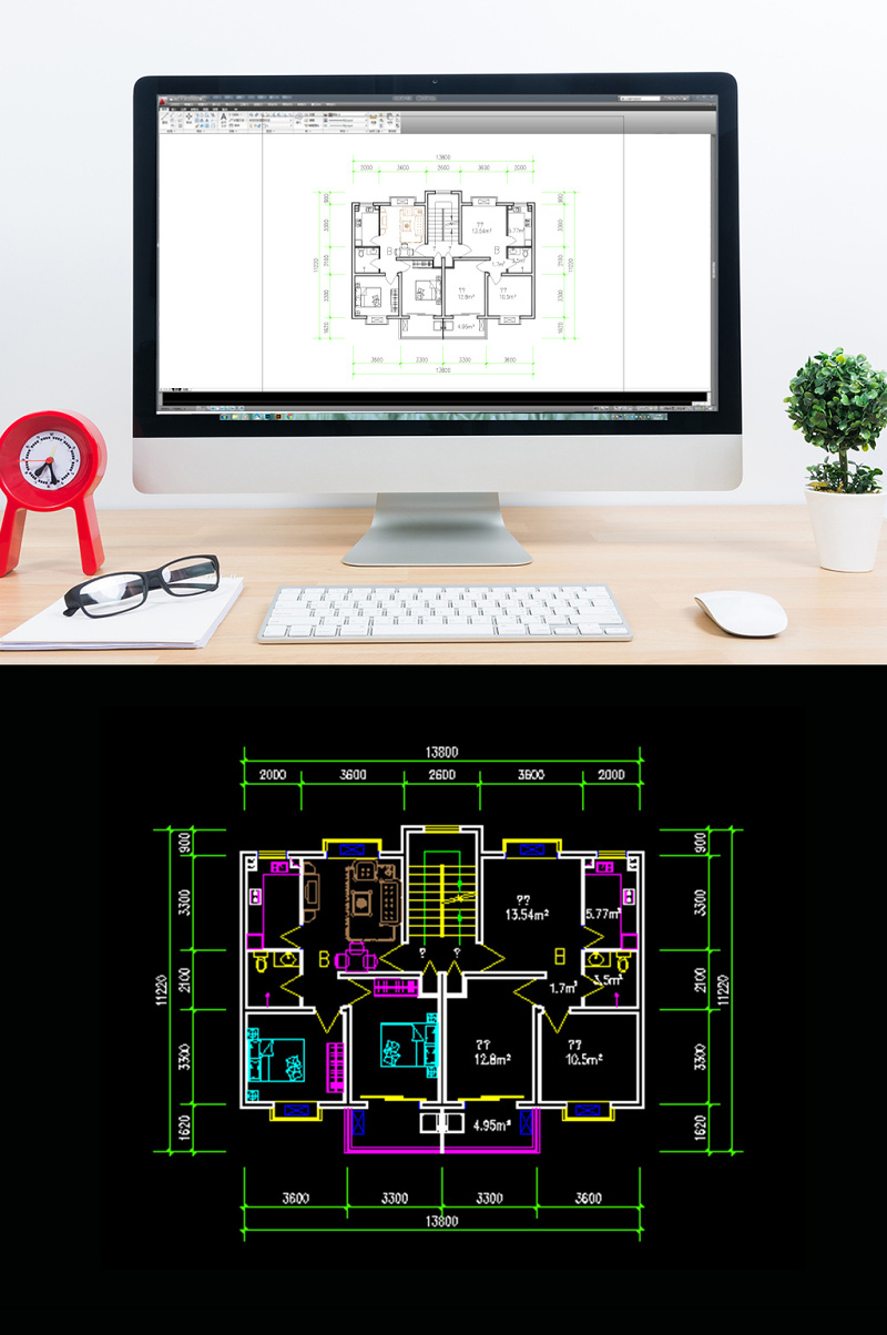 多层<a href=https://www.yitu.cn/su/7212.html target=_blank class=infotextkey>户型</a>图四室两厅家装CAD<a href=https://www.yitu.cn/su/7392.html target=_blank class=infotextkey>平面</a>图