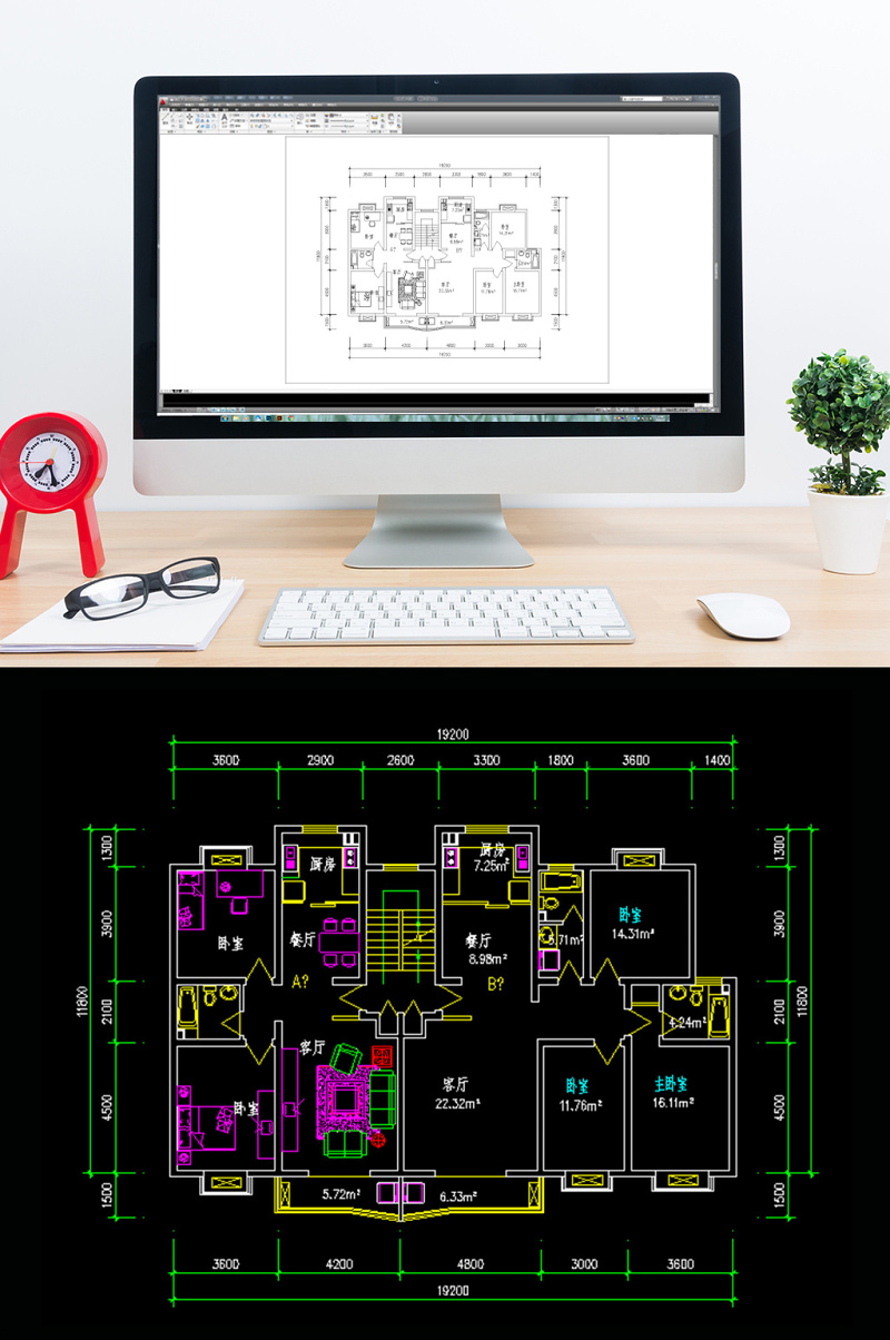 定制四室两厅家装CAD<a href=https://www.yitu.cn/su/7212.html target=_blank class=infotextkey>户型</a>图