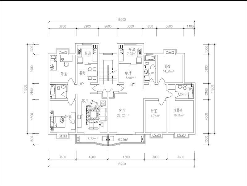 定制四室两厅家装CAD<a href=https://www.yitu.cn/su/7212.html target=_blank class=infotextkey>户型</a>图