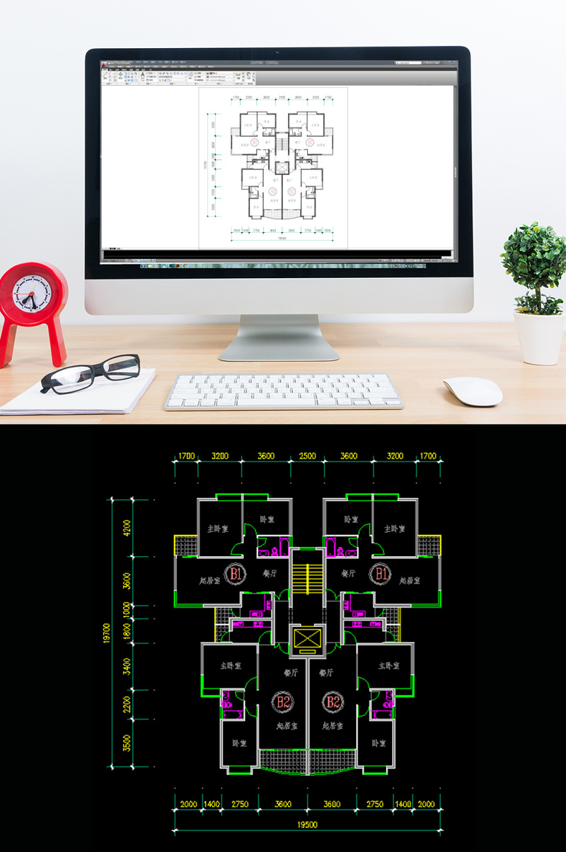 CAD家装<a href=https://www.yitu.cn/su/7212.html target=_blank class=infotextkey>户型</a>图两室两厅