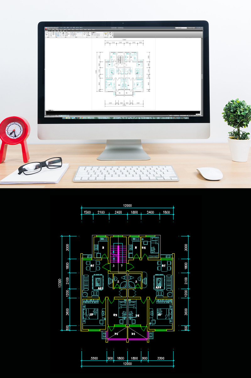 CAD家装<a href=https://www.yitu.cn/su/7212.html target=_blank class=infotextkey>户型</a>图二室一厅