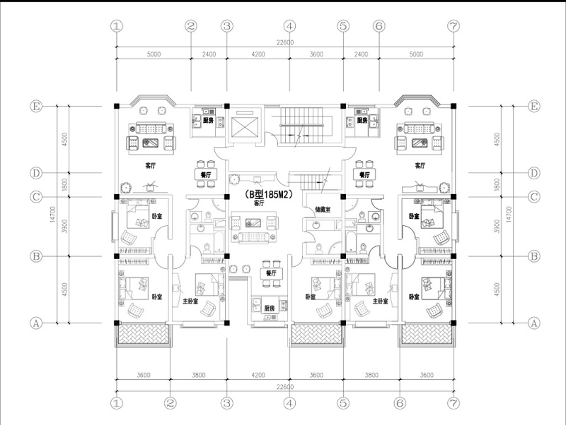 CAD<a href=https://www.yitu.cn/su/7212.html target=_blank class=infotextkey>户型</a>图三室三厅