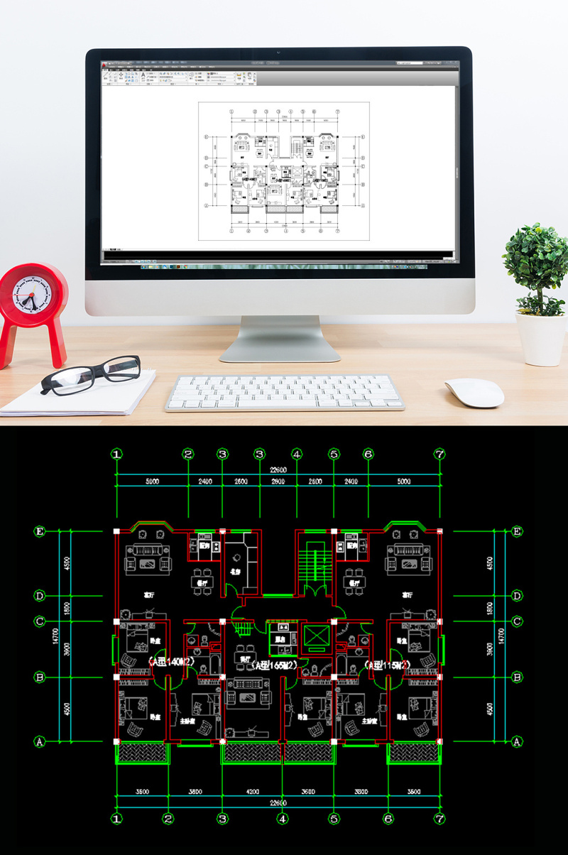 CAD家装<a href=https://www.yitu.cn/su/7212.html target=_blank class=infotextkey>户型</a>图三室一厅