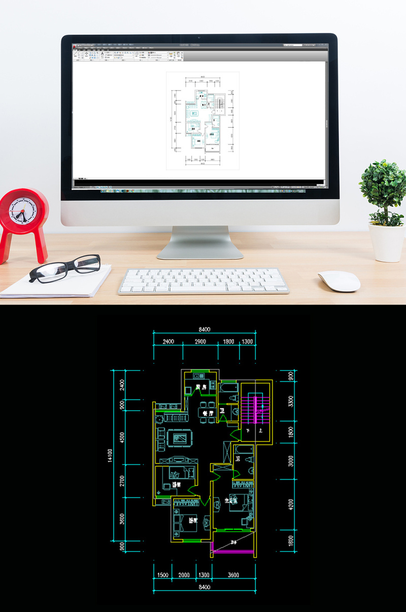 CAD家装<a href=https://www.yitu.cn/su/7212.html target=_blank class=infotextkey>户型</a>三室两厅