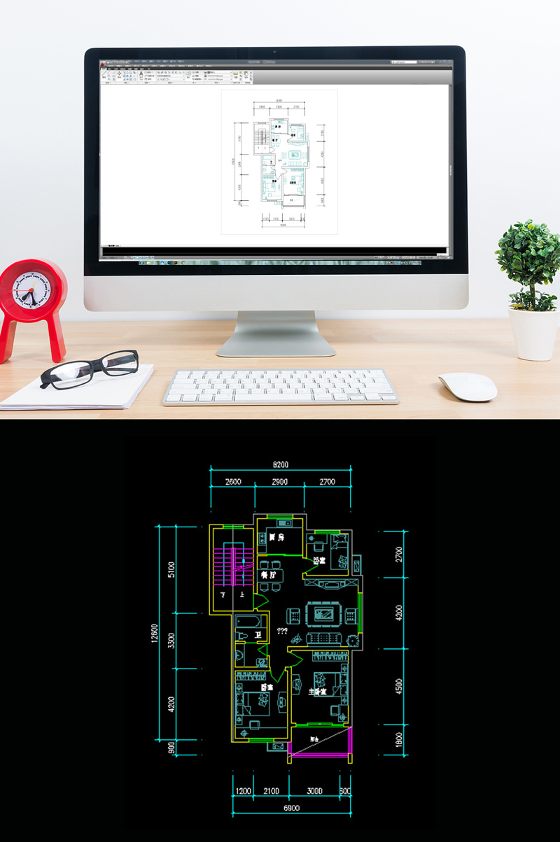 CAD<a href=https://www.yitu.cn/su/7212.html target=_blank class=infotextkey>户型</a>图三室两厅家装