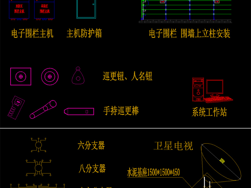 超全弱电智能化图库系统图例图块CAD