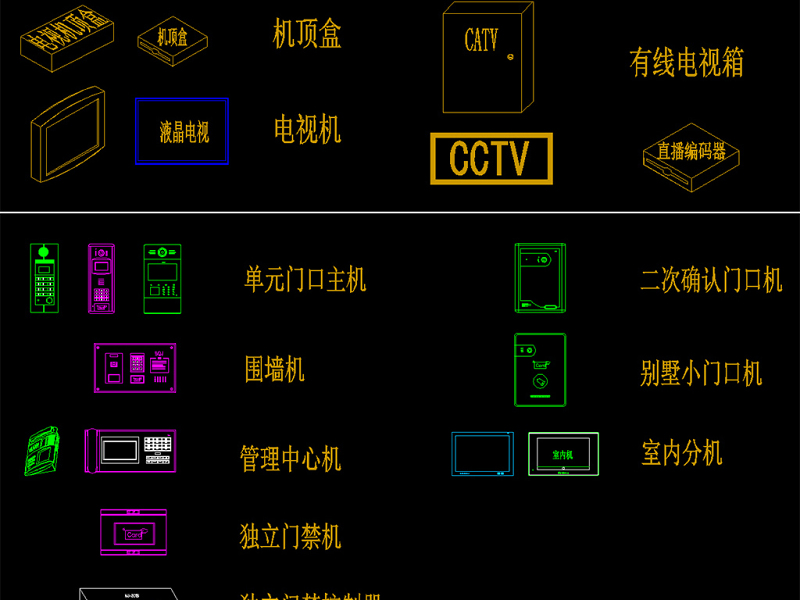 超全弱电智能化图库系统图例图块CAD