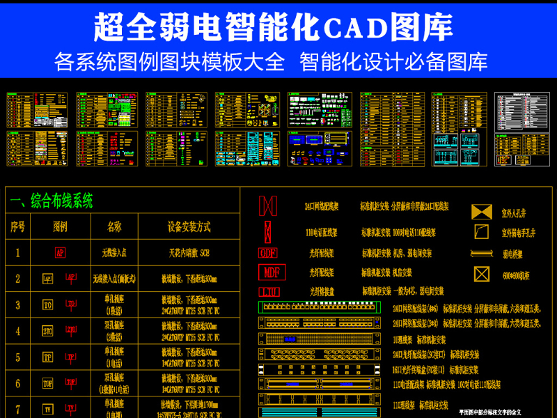 超全弱电智能化图库系统图例图块CAD