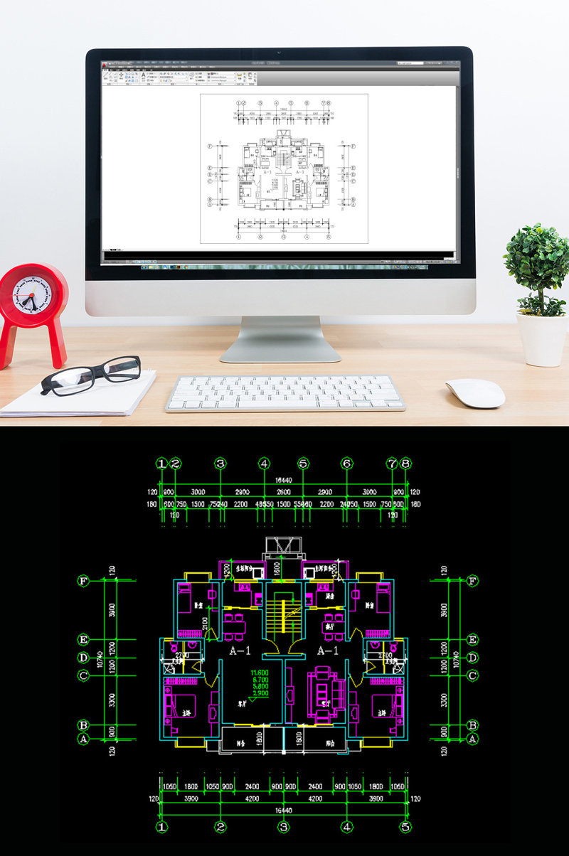 CAD家装两室两厅<a href=https://www.yitu.cn/su/7212.html target=_blank class=infotextkey>户型</a>图