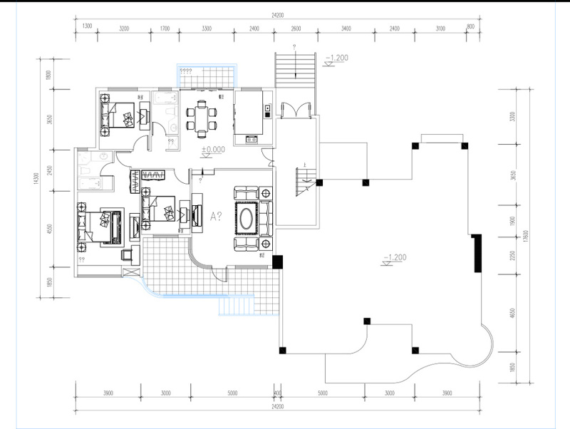 CAD<a href=https://www.yitu.cn/su/7212.html target=_blank class=infotextkey>户型</a>图三室两厅方案