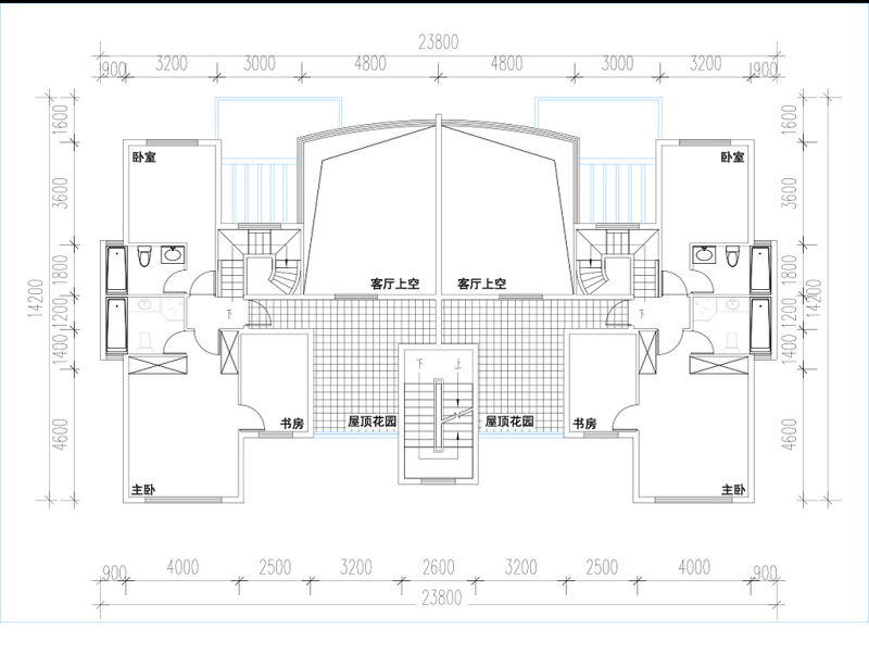 CAD家装布局别墅两室一<a href=https://www.yitu.cn/sketchup/shufang/index.html target=_blank class=infotextkey>书房</a>屋顶<a href=https://www.yitu.cn/sketchup/huayi/index.html target=_blank class=infotextkey>花</a>园