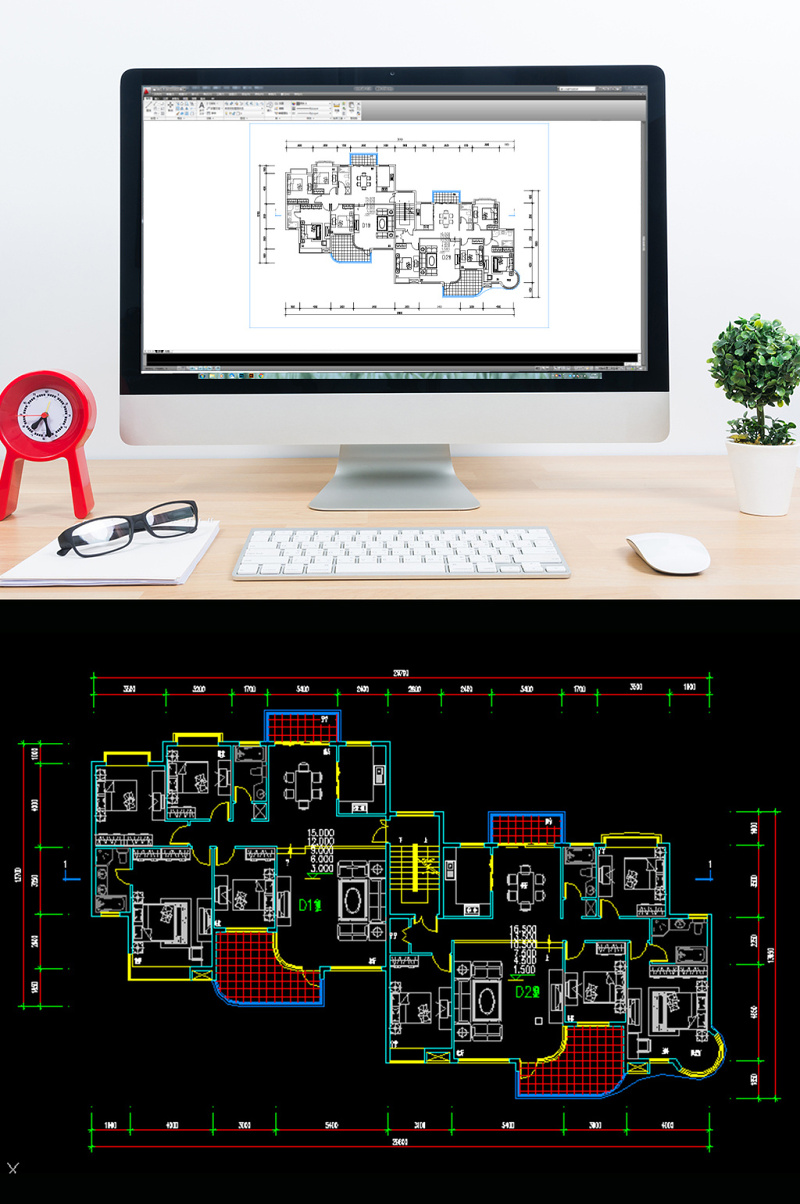 CAD四室两厅<a href=https://www.yitu.cn/su/7212.html target=_blank class=infotextkey>户型</a>图