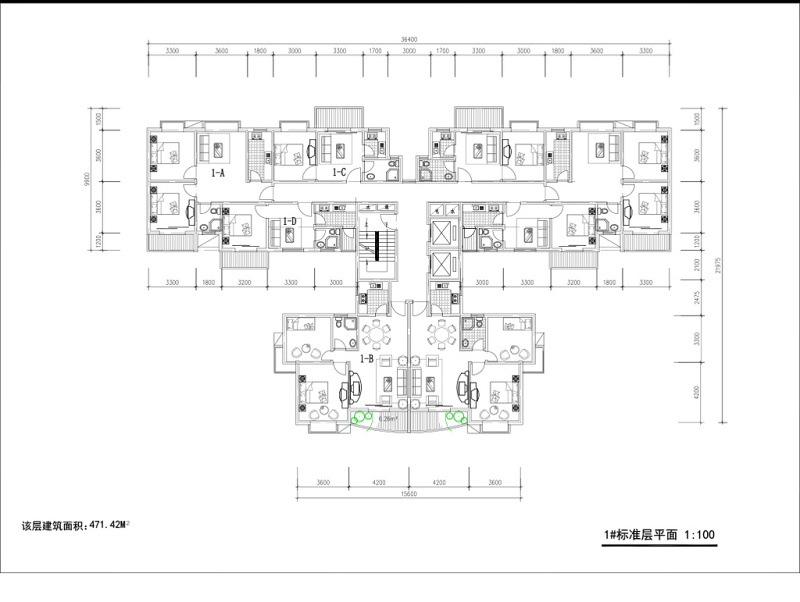 CAD家装图两室二厅