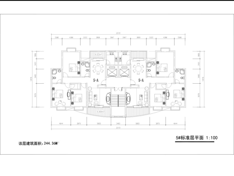 CAD三室两厅家装