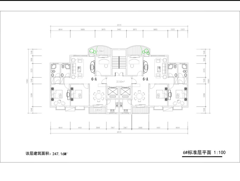 CAD家装两室两厅布局图