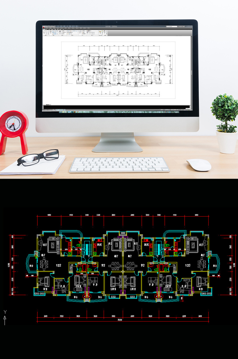 CAD家装图两室两厅一<a href=https://www.yitu.cn/sketchup/shufang/index.html target=_blank class=infotextkey>书房</a>