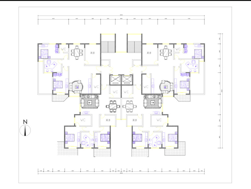 cad两室两厅一<a href=https://www.yitu.cn/sketchup/shufang/index.html target=_blank class=infotextkey>书房</a>家居图