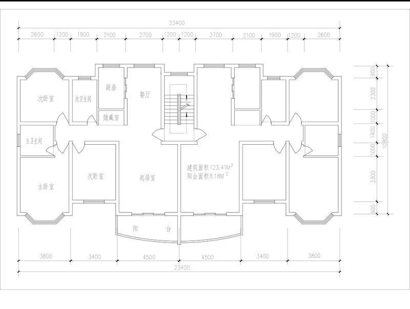 CAD三室两厅布局图