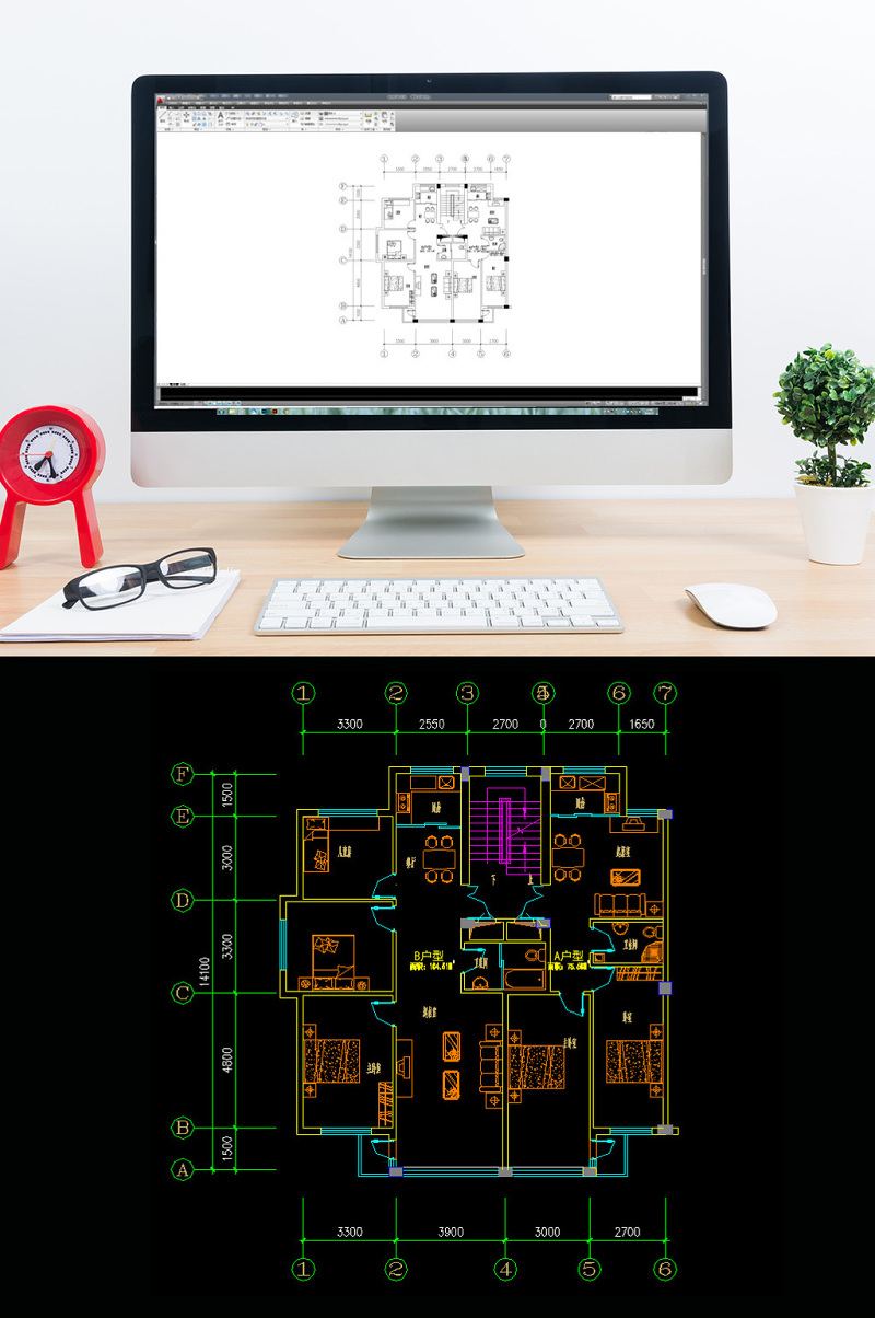 三室两厅CAD<a href=https://www.yitu.cn/su/7212.html target=_blank class=infotextkey>户型</a>