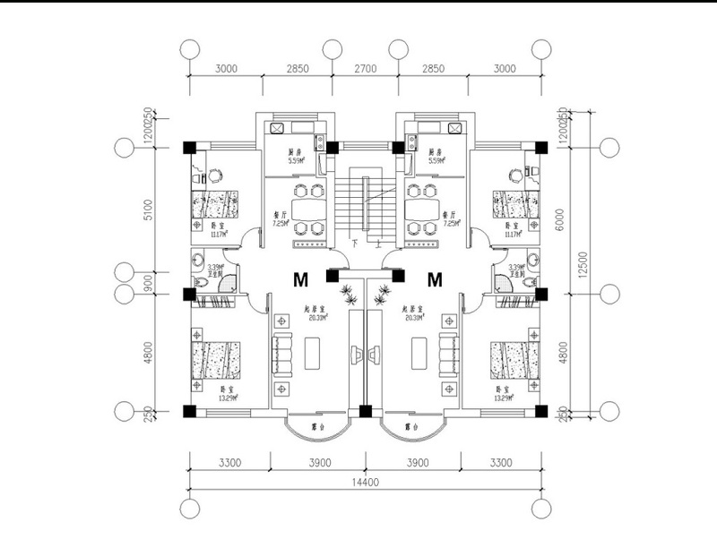 两室一厅经典布局CAD