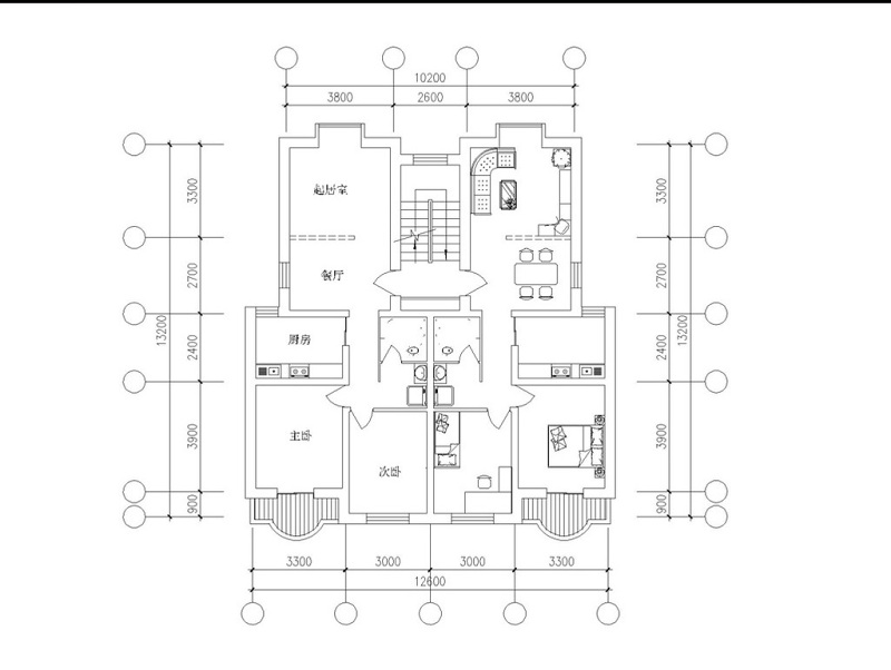两室两厅家装CAD