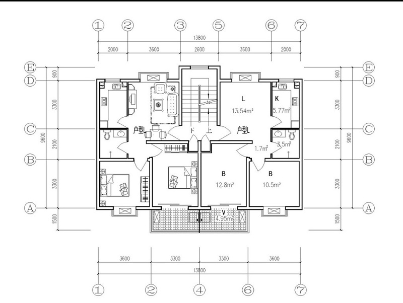 两室两厅家装CAD图