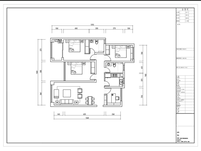 四室两厅CAD<a href=https://www.yitu.cn/su/7392.html target=_blank class=infotextkey>平面</a><a href=https://www.yitu.cn/su/7212.html target=_blank class=infotextkey>户型</a>方案