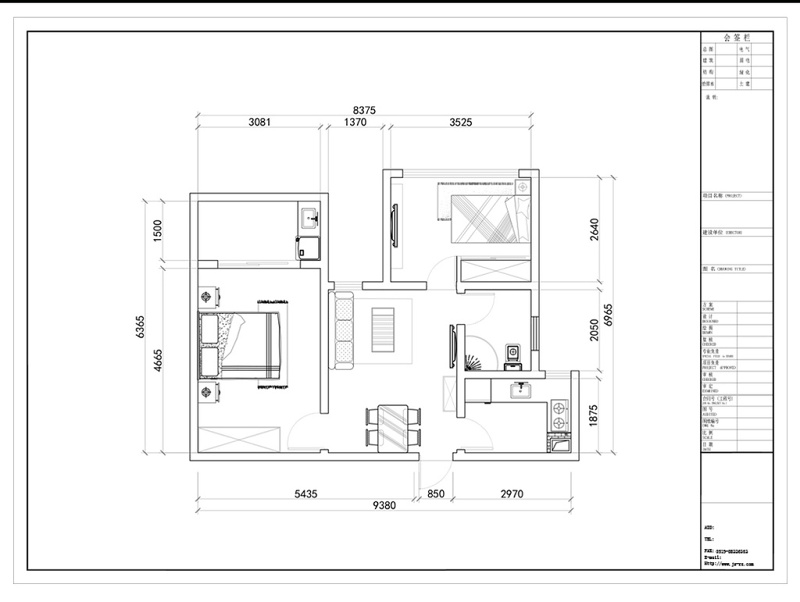 两室一厅CAD<a href=https://www.yitu.cn/su/7392.html target=_blank class=infotextkey>平面</a>布局方案定制