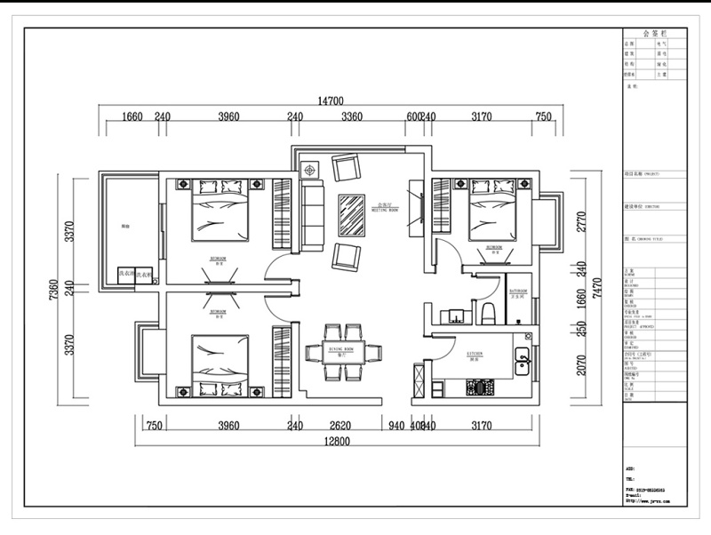 三室两厅CAD<a href=https://www.yitu.cn/su/7212.html target=_blank class=infotextkey>户型</a>图<a href=https://www.yitu.cn/su/7392.html target=_blank class=infotextkey>平面</a>