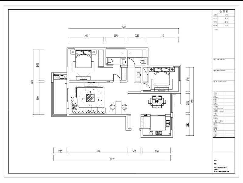 两室一厅CAD<a href=https://www.yitu.cn/su/7212.html target=_blank class=infotextkey>户型</a>图方案