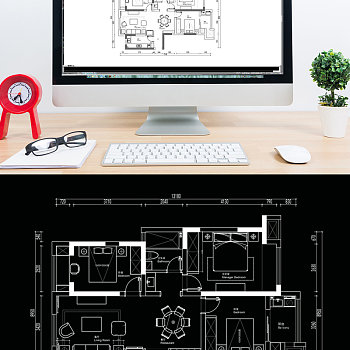 三室两厅户型CAD定制平面
