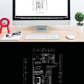 高层户型两室一厅居室CAD