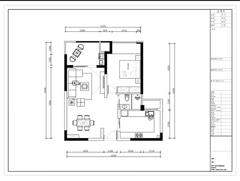 两室一厅CAD<a href=https://www.yitu.cn/su/7392.html target=_blank class=infotextkey>平面</a>定制