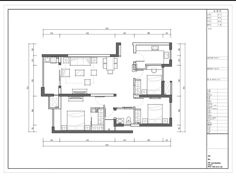 三室两厅CAD<a href=https://www.yitu.cn/su/7392.html target=_blank class=infotextkey>平面</a><a href=https://www.yitu.cn/su/7212.html target=_blank class=infotextkey>户型</a>定制