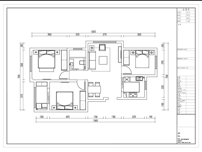 三室两厅CAD<a href=https://www.yitu.cn/su/7212.html target=_blank class=infotextkey>户型</a>图<a href=https://www.yitu.cn/su/7392.html target=_blank class=infotextkey>平面</a>方案