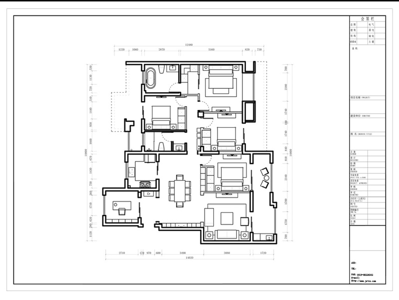 四室两厅<a href=https://www.yitu.cn/su/7212.html target=_blank class=infotextkey>户型</a>CAD<a href=https://www.yitu.cn/su/7392.html target=_blank class=infotextkey>平面</a>定制