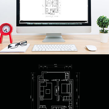 两室一厅户型CAD平面图定制