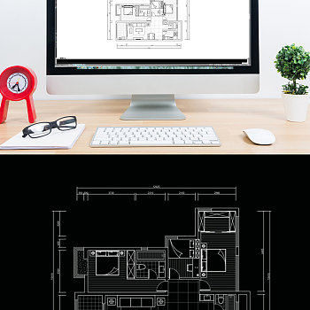 两室一厅CAD居室平面图定制