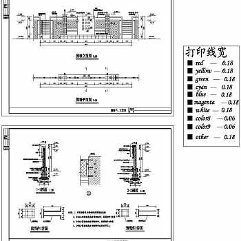 CAD老年公园E围墙图纸