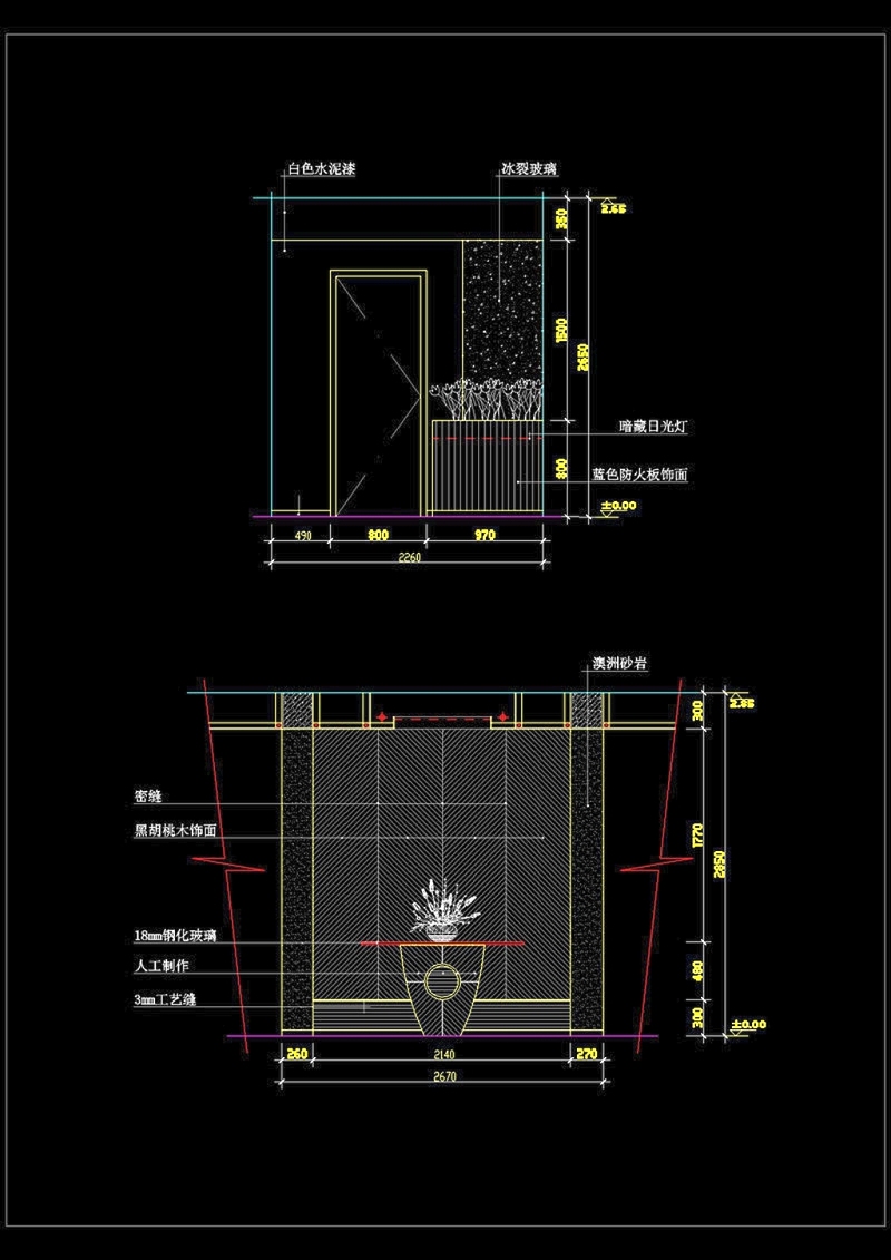 现简约室内<a href=https://www.yitu.cn/sketchup/xuanguan/index.html target=_blank class=infotextkey>玄关</a>施工cad立面图效果图