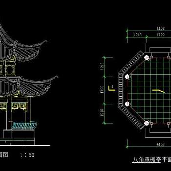 中式传统塔楼建筑CAD图