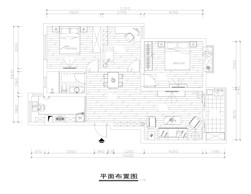 两<a href=https://www.yitu.cn/su/7608.html target=_blank class=infotextkey>居室</a>施工图