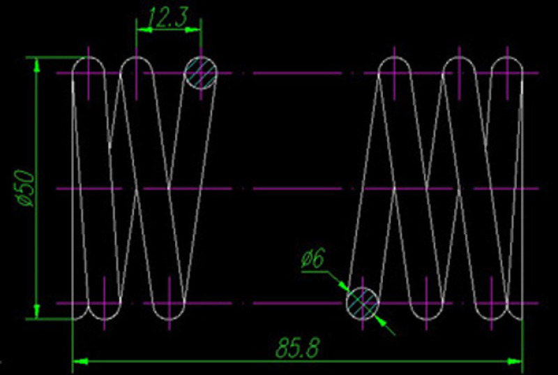 弹簧CAD<a href=https://www.yitu.cn/su/7937.html target=_blank class=infotextkey>图纸</a>