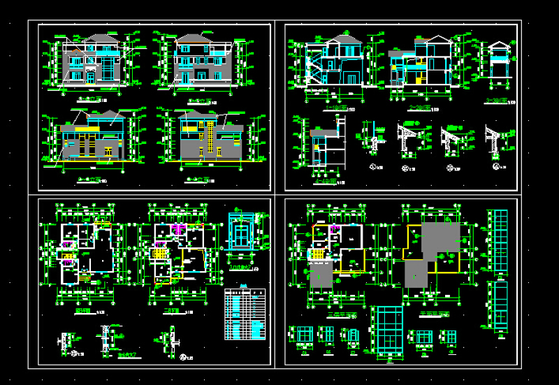 三层别墅CAD<a href=https://www.yitu.cn/su/7937.html target=_blank class=infotextkey>图纸</a>