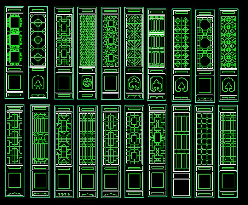 古代古门、屏风CAD图块素材库