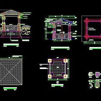 特色景观四角亭CAD施工详图